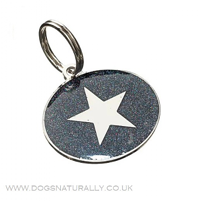 Black Star Dog Tag (Oval) Glitter